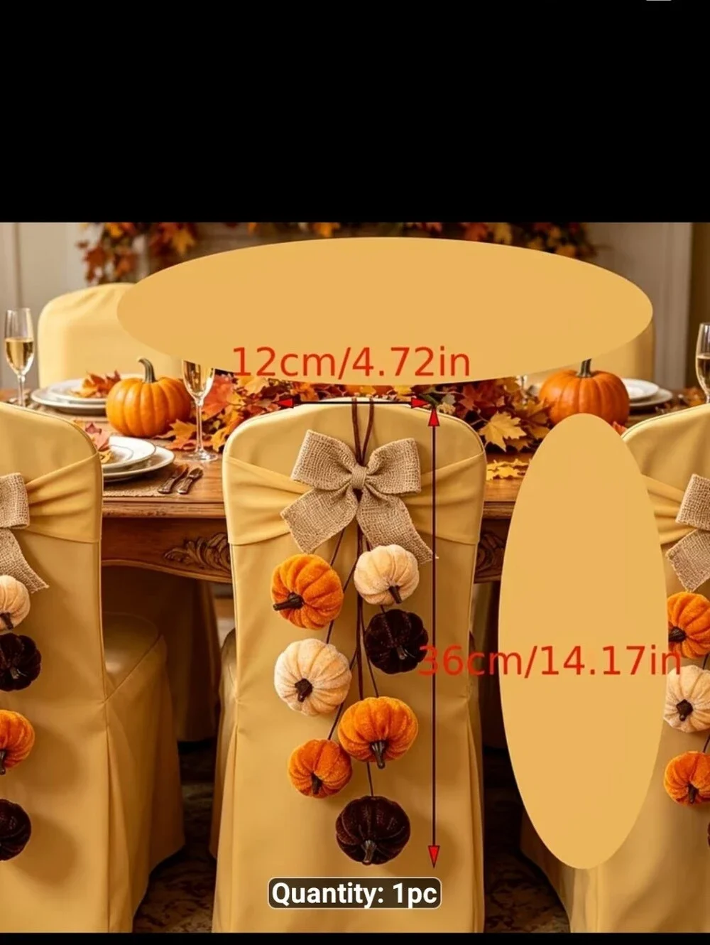 1PC Velvet Pumpkin Hanging Garland with Burlap Bow - 1672-358